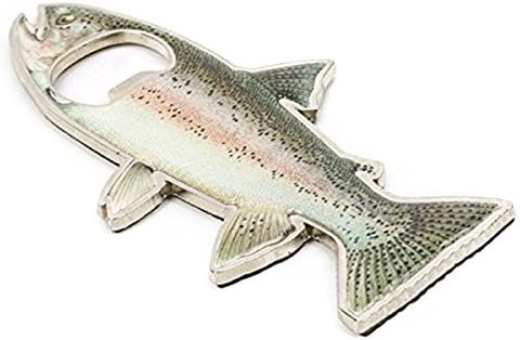 Tinksky Bottle Opener Fridge Magnet Stainless Steel Rainbow Trout Fish Shape 2 in 1