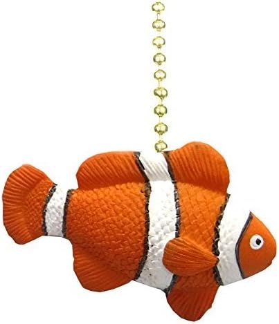 Clementine Designs Tropical Reef Orange Clown Fish Nemo Ceiling Fan Light Pull