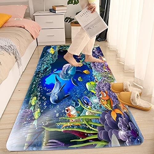 Underwater World Dolphin Print 17MM Thick Memory Foam Bathroom Carpet and Door Mat Non-Slip Absorbent Super Bath Mats - Image 32