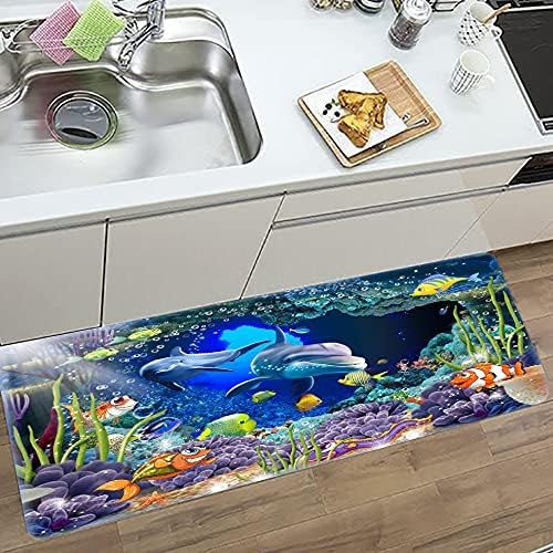 Underwater World Dolphin Print 17MM Thick Memory Foam Bathroom Carpet and Door Mat Non-Slip Absorbent Super Bath Mats - Image 39