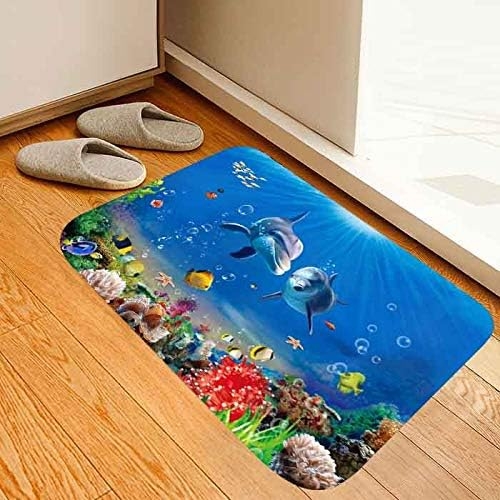 Underwater World Dolphin Print 17MM Thick Memory Foam Bathroom Carpet and Door Mat Non-Slip Absorbent Super Bath Mats - Image 27