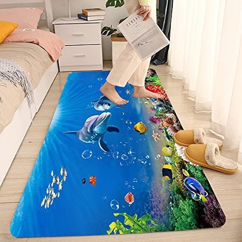 Underwater World Dolphin Print 17MM Thick Memory Foam Bathroom Carpet and Door Mat Non-Slip Absorbent Super Bath Mats - Image 51