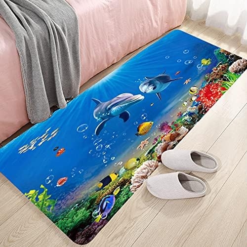 Underwater World Dolphin Print 17MM Thick Memory Foam Bathroom Carpet and Door Mat Non-Slip Absorbent Super Bath Mats - Image 55