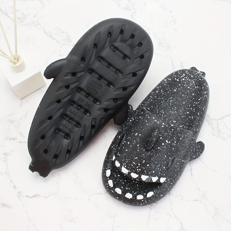 HUAZUMEI Cute Cartoon Shark Slippers,Quick Drying Non-Slip Slodes, Bathroom Slippers Gym Slippers Soft Sole Open Toe House - Image 4