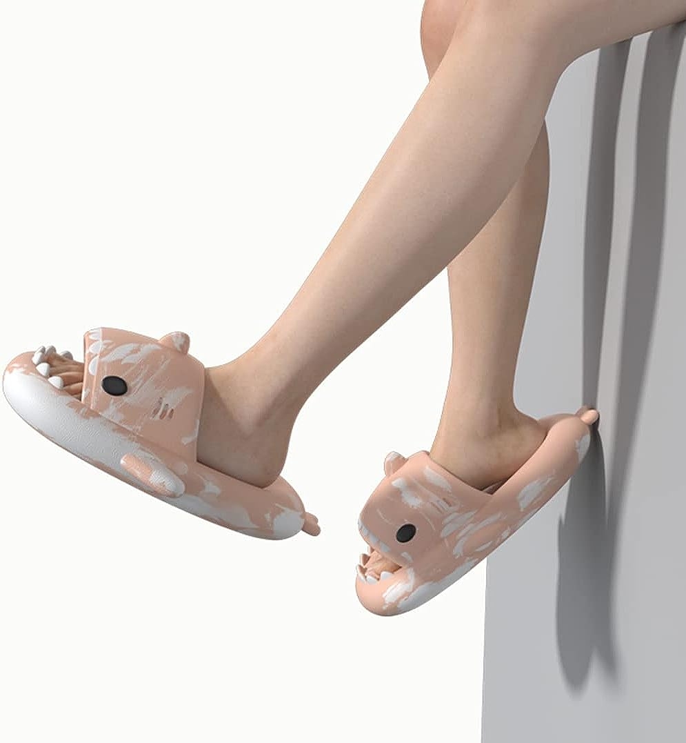 HUAZUMEI Cute Cartoon Shark Slippers,Quick Drying Non-Slip Slodes, Bathroom Slippers Gym Slippers Soft Sole Open Toe House - Image 24