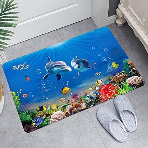 Underwater World Dolphin Print 17MM Thick Memory Foam Bathroom Carpet and Door Mat Non-Slip Absorbent Super Bath Mats - Image 23