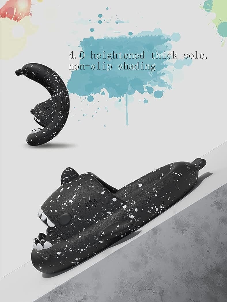 HUAZUMEI Cute Cartoon Shark Slippers,Quick Drying Non-Slip Slodes, Bathroom Slippers Gym Slippers Soft Sole Open Toe House - Image 32