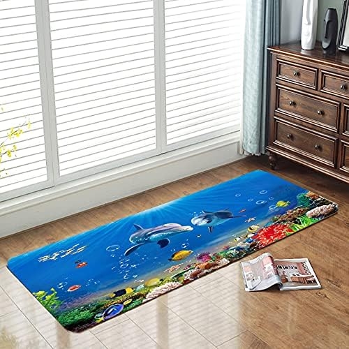 Underwater World Dolphin Print 17MM Thick Memory Foam Bathroom Carpet and Door Mat Non-Slip Absorbent Super Bath Mats - Image 56