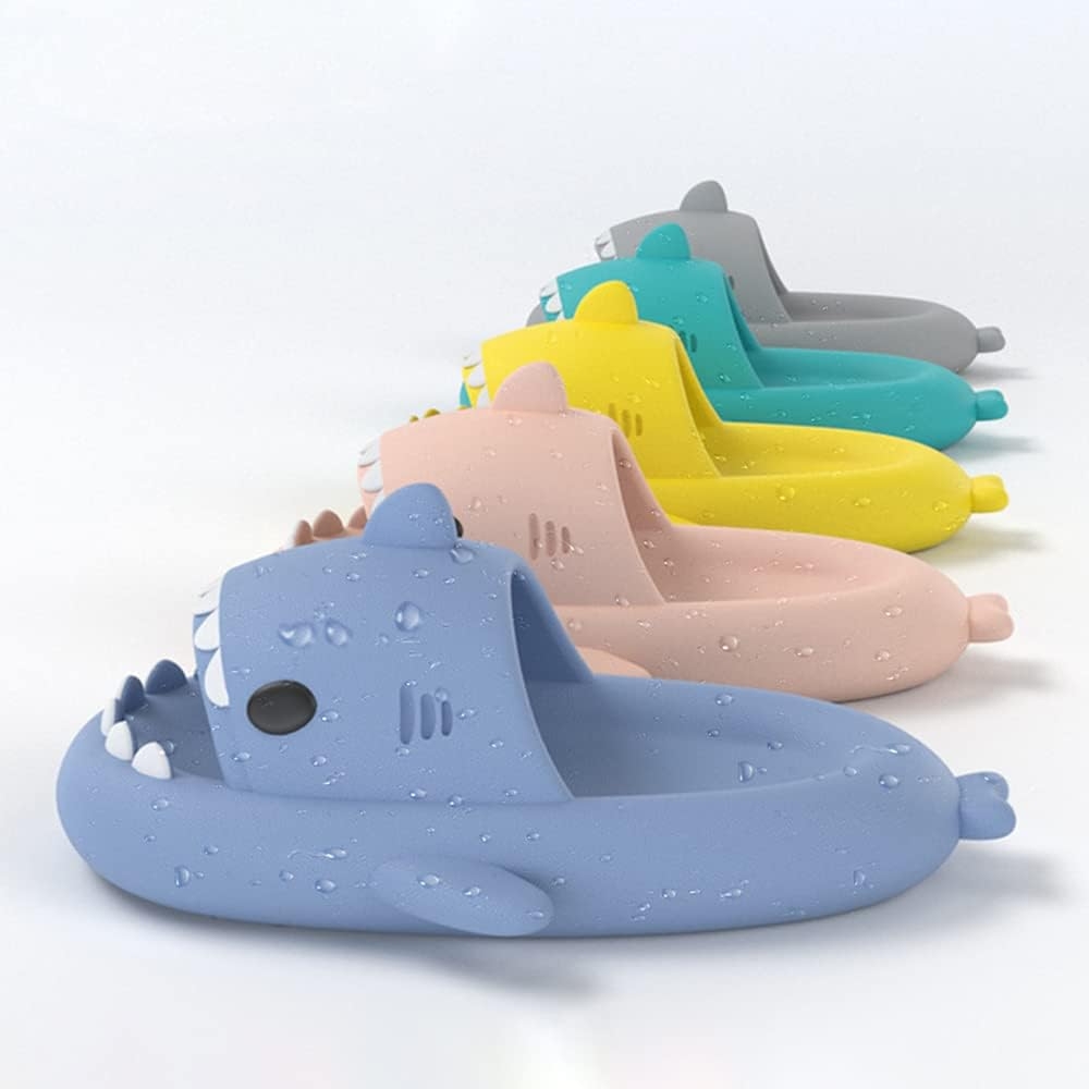 HUAZUMEI Cute Cartoon Shark Slippers,Quick Drying Non-Slip Slodes, Bathroom Slippers Gym Slippers Soft Sole Open Toe House - Image 11