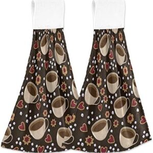 SLHKPNS 3D Undersea Dolphins Kitchen Hanging Hand Towels,Tropical Aquarium Fishes Absorbent Tie Towel with Loop 2 PCS Kitchen