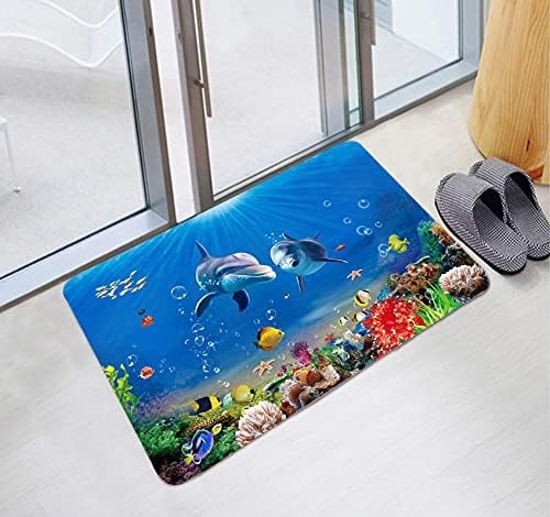 Underwater World Dolphin Print 17MM Thick Memory Foam Bathroom Carpet and Door Mat Non-Slip Absorbent Super Bath Mats - Image 21