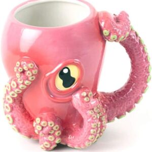 Pink Octopus Ceramic 3D Coffee Mug with Tentacle Handle