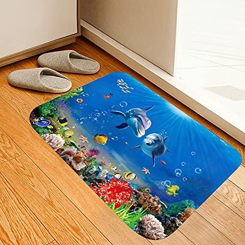 Underwater World Dolphin Print 17MM Thick Memory Foam Bathroom Carpet and Door Mat Non-Slip Absorbent Super Bath Mats - Image 25