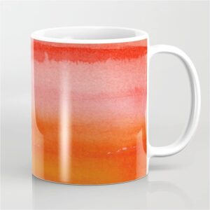 Modern Hand Painted Coral Pink Teal Reef Coral Floral by Pink Water on Coffee Mug - 11 oz