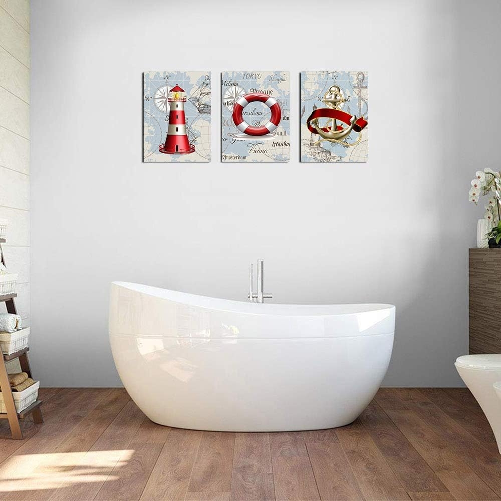 blue ocean fish 3 Pieces Framed Wall Art for Living Room Bathroom Wall Decoration Canvas Print Children's Bedroom Wall decor - Image 14