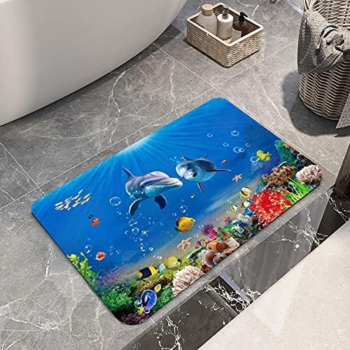 Underwater World Dolphin Print 17MM Thick Memory Foam Bathroom Carpet and Door Mat Non-Slip Absorbent Super Bath Mats - Image 26