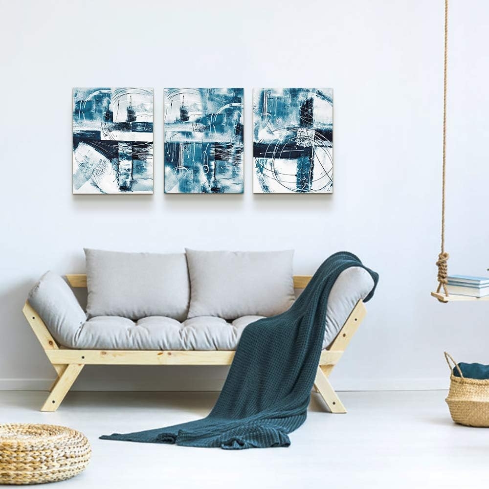 blue ocean fish 3 Pieces Framed Wall Art for Living Room Bathroom Wall Decoration Canvas Print Children's Bedroom Wall decor - Image 29