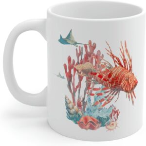 Lionfish Mug Stingray Coral Reef Coffee Mug Lionfish Gifts Watercolor Lionfish House Warming Gift Lionfish Cup