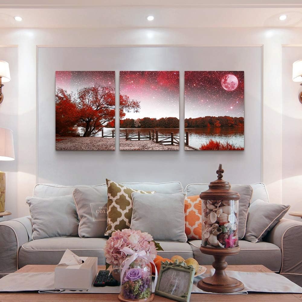 Canvas Wall Art for Living Room- family Bedroom Canvas Pictures Artwork Bathroom Wall Decor- 4 Panels Coral and Sea Fish and - Image 10