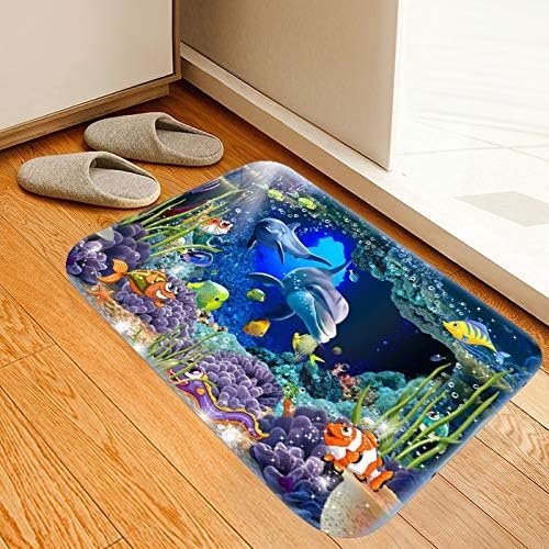 Underwater World Dolphin Print 17MM Thick Memory Foam Bathroom Carpet and Door Mat Non-Slip Absorbent Super Bath Mats - Image 46