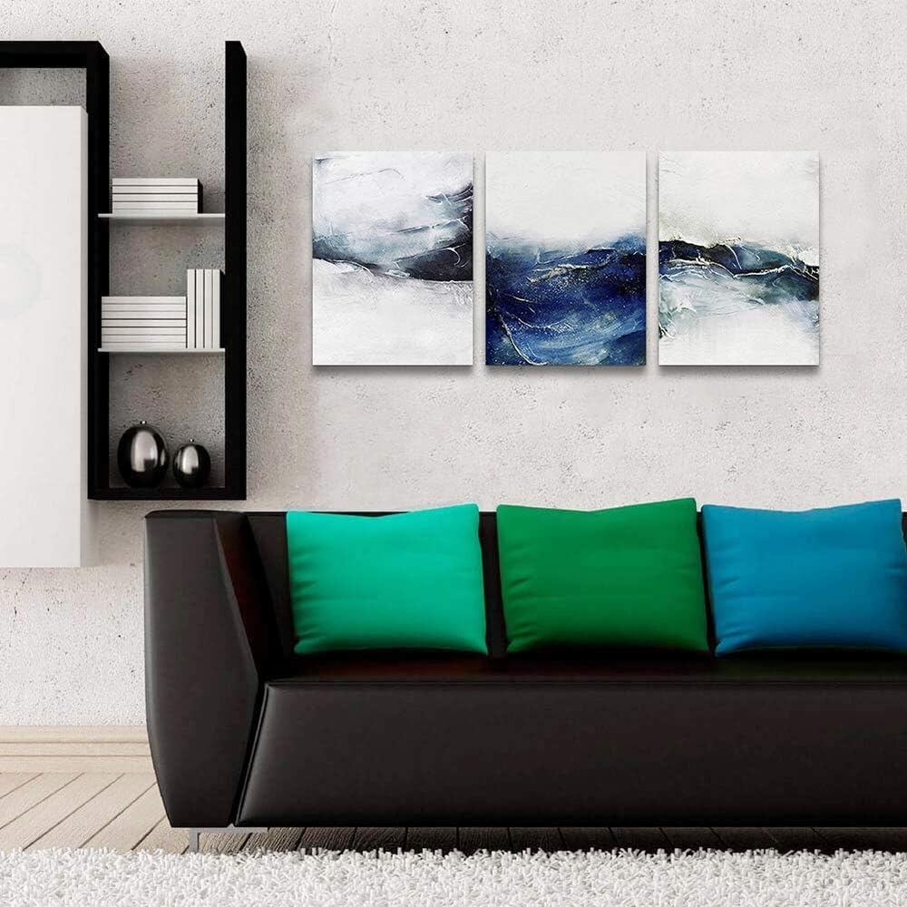 blue ocean fish 3 Pieces Framed Wall Art for Living Room Bathroom Wall Decoration Canvas Print Children's Bedroom Wall decor - Image 34