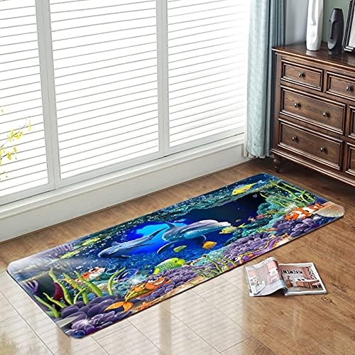 Underwater World Dolphin Print 17MM Thick Memory Foam Bathroom Carpet and Door Mat Non-Slip Absorbent Super Bath Mats - Image 36
