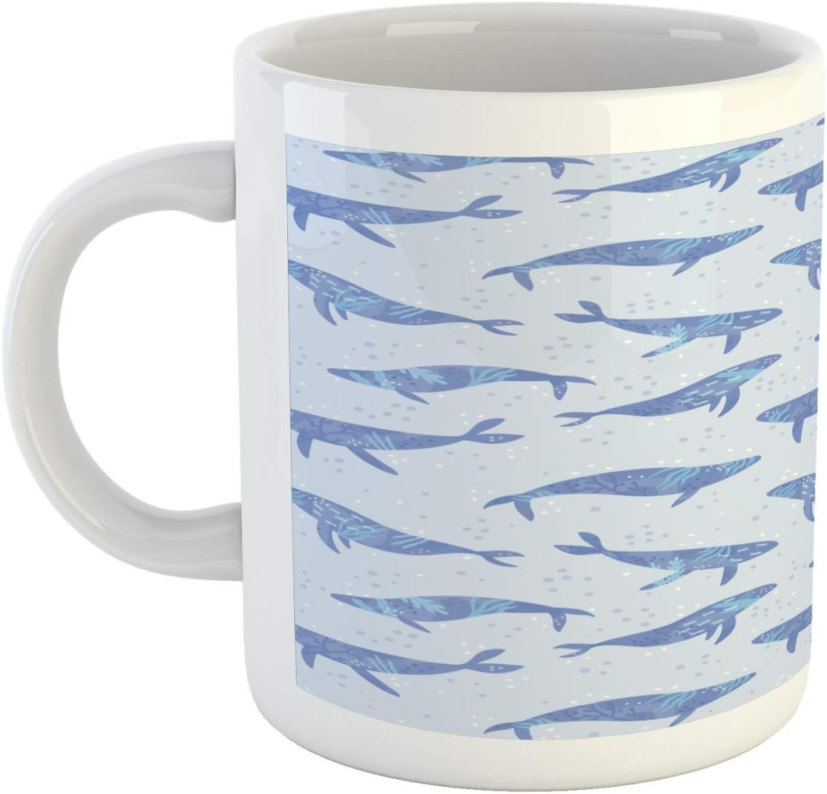 Ganiokar Underwater Mug, Whales Swimming in the Ocean Coral Reef Bubbles Marine Life Nursery Cartoon, Ceramic Coffee Mug Cup for - Image 3