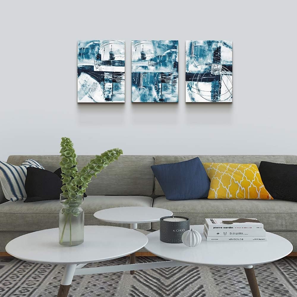blue ocean fish 3 Pieces Framed Wall Art for Living Room Bathroom Wall Decoration Canvas Print Children's Bedroom Wall decor - Image 30