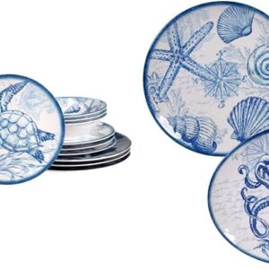 Certified International Oceanic 12 piece Melamine Dinnerware Set, Service for 4, Multi Colored