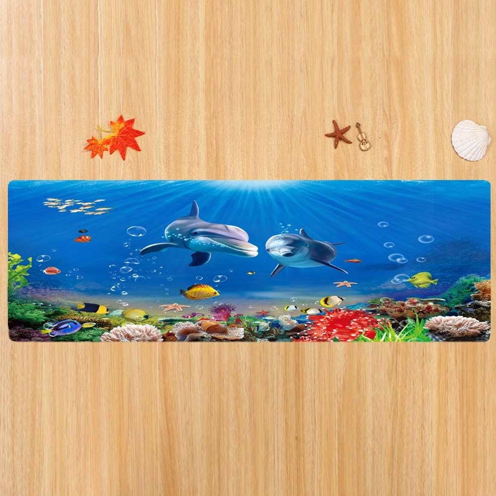 Underwater World Dolphin Print 17MM Thick Memory Foam Bathroom Carpet and Door Mat Non-Slip Absorbent Super Bath Mats - Image 14