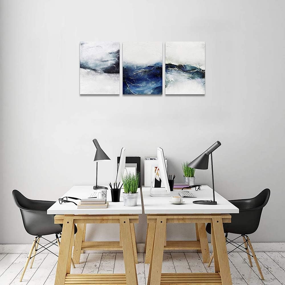 blue ocean fish 3 Pieces Framed Wall Art for Living Room Bathroom Wall Decoration Canvas Print Children's Bedroom Wall decor - Image 4