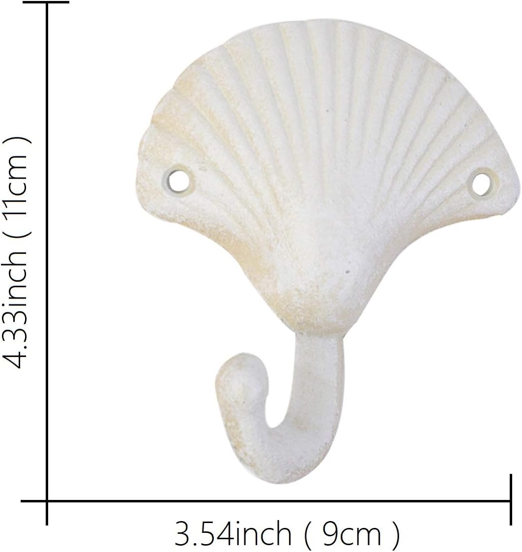 ZILucky Set of 3 Starfish Seashell Crab Cast Iron Decorative Wall Hooks Coats Aprons Hats Towels Hooks Beach Ocean Theme Chic - Image 4