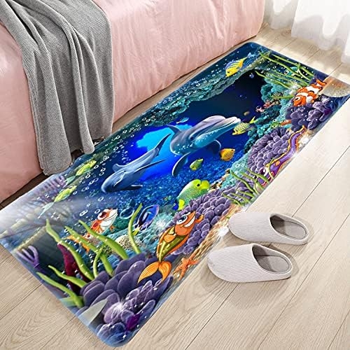 Underwater World Dolphin Print 17MM Thick Memory Foam Bathroom Carpet and Door Mat Non-Slip Absorbent Super Bath Mats - Image 37