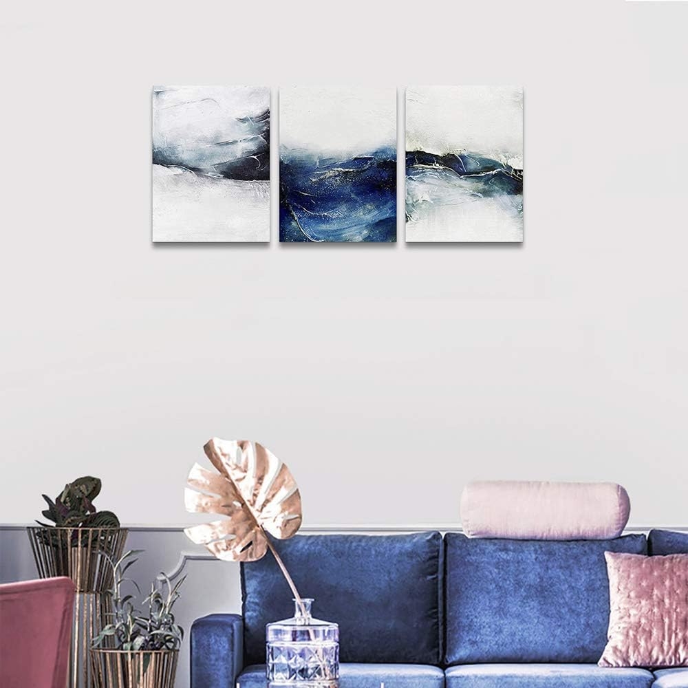 blue ocean fish 3 Pieces Framed Wall Art for Living Room Bathroom Wall Decoration Canvas Print Children's Bedroom Wall decor - Image 5