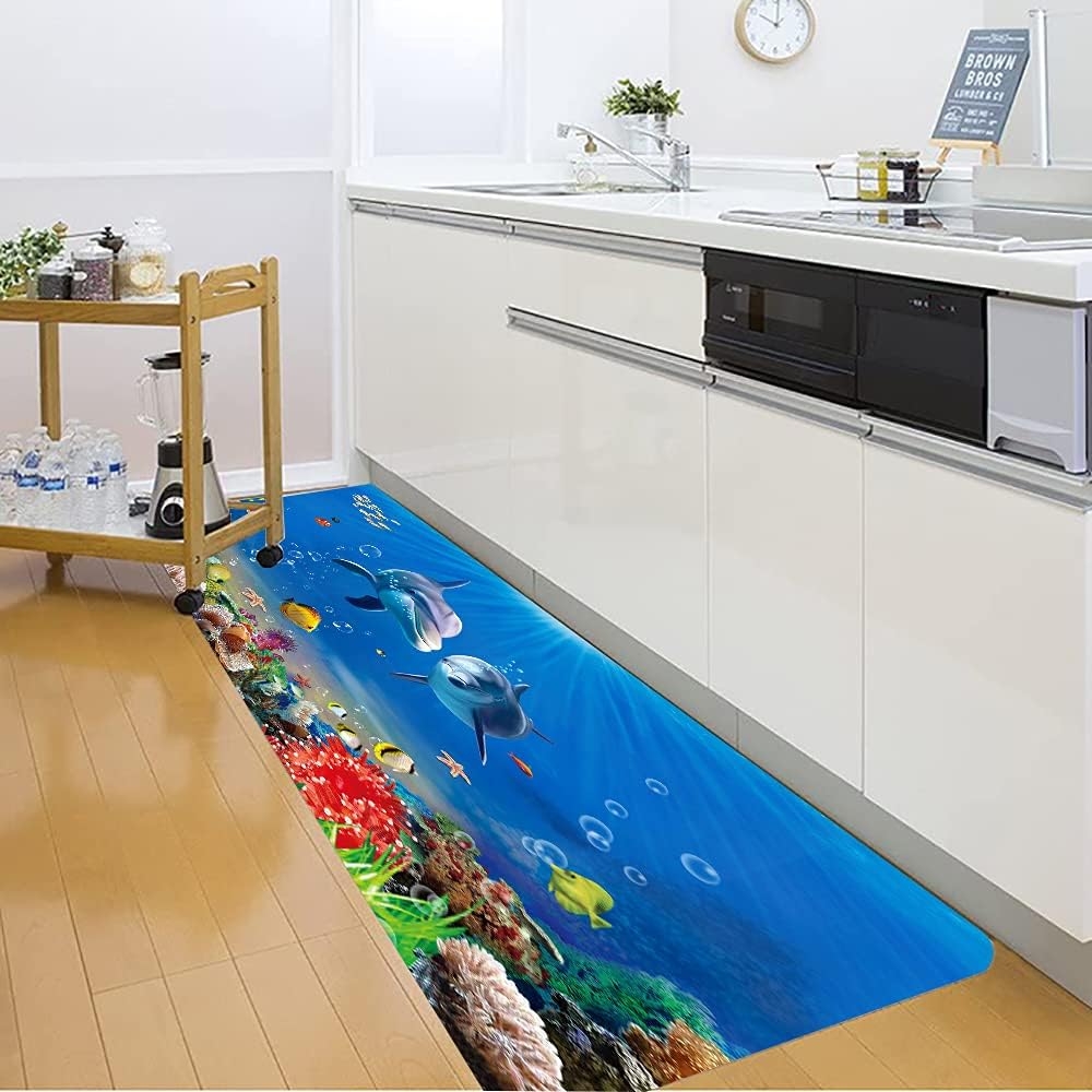 Underwater World Dolphin Print 17MM Thick Memory Foam Bathroom Carpet and Door Mat Non-Slip Absorbent Super Bath Mats - Image 57