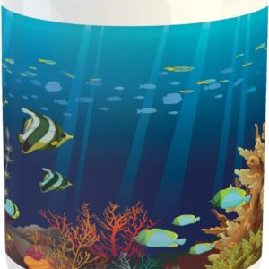 Ambesonne Under the Sea Mug, Coral Reef with Sea Creatures Tropical Oceanic Life Exotic Fishes and Seaweed, Ceramic Coffee Mug