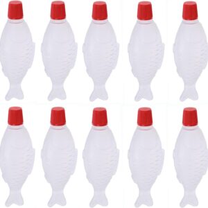 10 Pieces Mini Ketchup Bottle Plastic Condiment Sauce Squeeze Bottles Cute Fish-shaped Salad Dressing Honey Seasoning Squirt