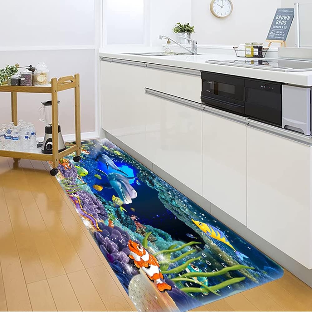Underwater World Dolphin Print 17MM Thick Memory Foam Bathroom Carpet and Door Mat Non-Slip Absorbent Super Bath Mats - Image 38