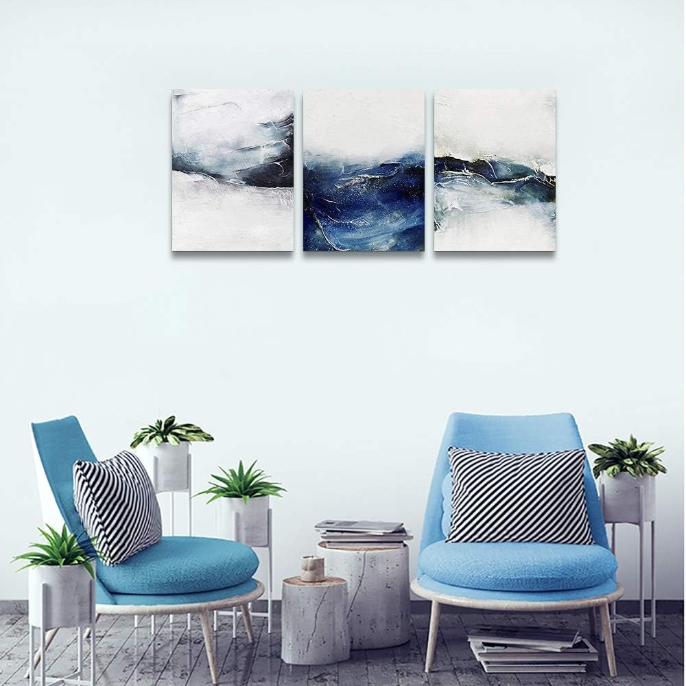 blue ocean fish 3 Pieces Framed Wall Art for Living Room Bathroom Wall Decoration Canvas Print Children's Bedroom Wall decor - Image 39