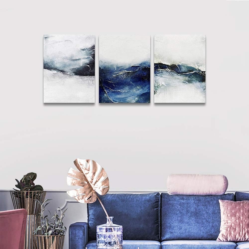 blue ocean fish 3 Pieces Framed Wall Art for Living Room Bathroom Wall Decoration Canvas Print Children's Bedroom Wall decor - Image 36