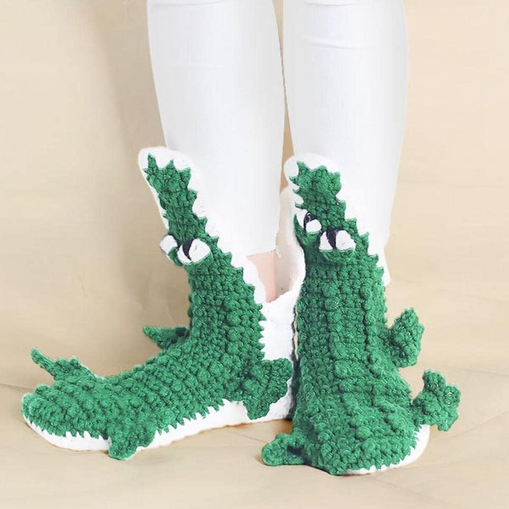 Linzhouzhiguang Zimblin Knit Socks Unisex Novelty Shark Crocodile Shape Socks Floor Socks Winter Home Warm Socks - Image 4