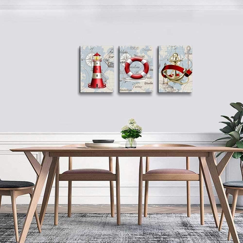 blue ocean fish 3 Pieces Framed Wall Art for Living Room Bathroom Wall Decoration Canvas Print Children's Bedroom Wall decor - Image 48