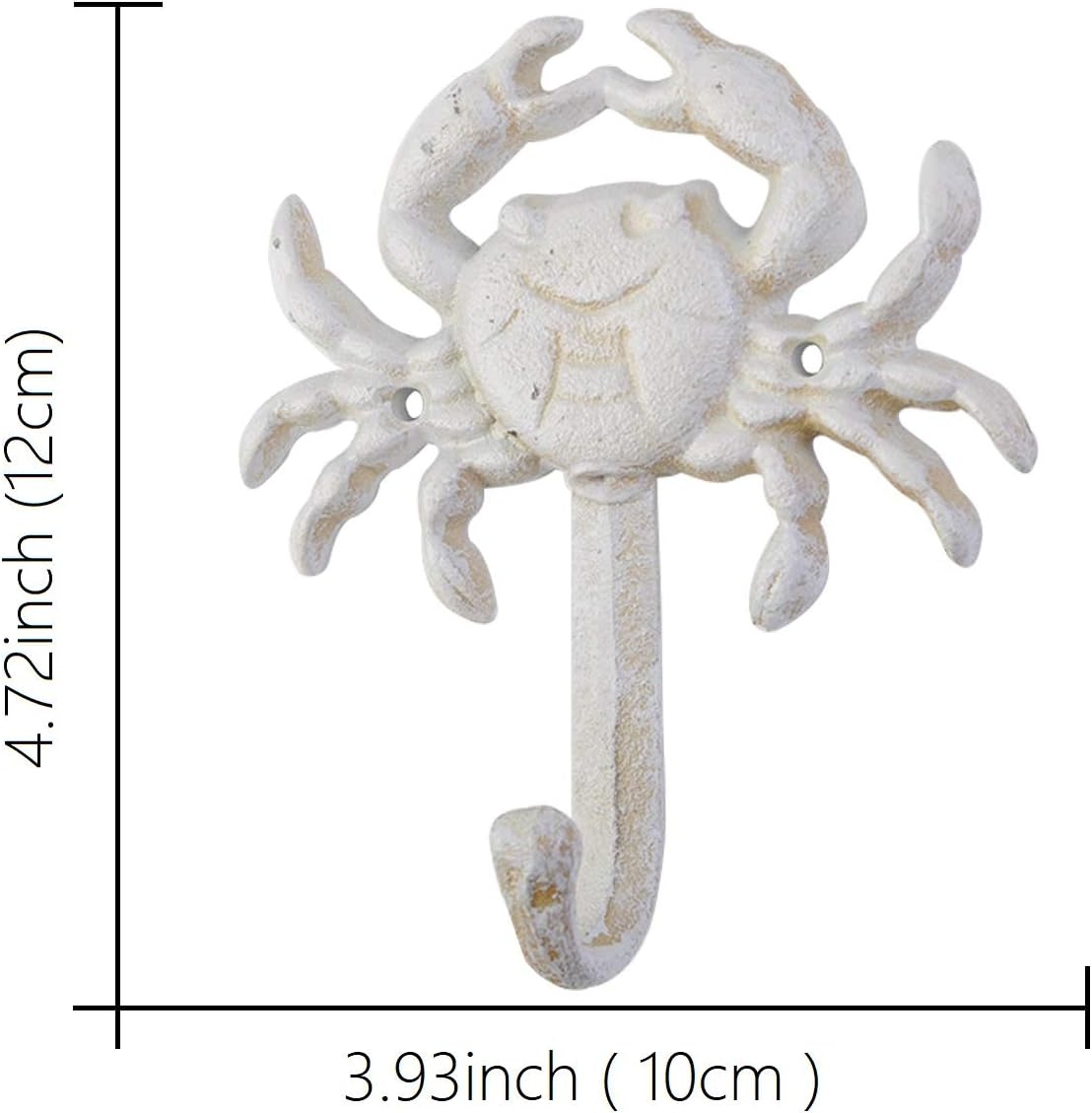 ZILucky Set of 3 Starfish Seashell Crab Cast Iron Decorative Wall Hooks Coats Aprons Hats Towels Hooks Beach Ocean Theme Chic - Image 3
