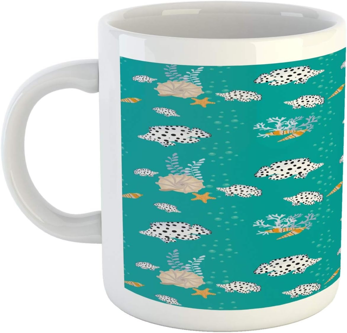 Ganiokar Ocean Mug, Tropical Sea Fishes Cockleshell Coral Reef Beauty of Deep Waters Diving, Ceramic Coffee Mug Cup for Water - Image 3