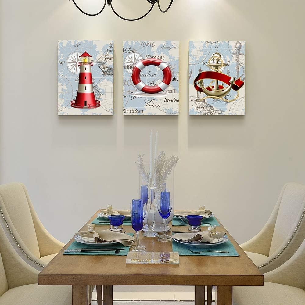 blue ocean fish 3 Pieces Framed Wall Art for Living Room Bathroom Wall Decoration Canvas Print Children's Bedroom Wall decor - Image 10