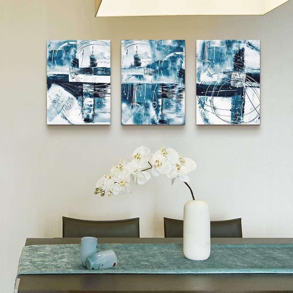 blue ocean fish 3 Pieces Framed Wall Art for Living Room Bathroom Wall Decoration Canvas Print Children's Bedroom Wall decor - Image 32