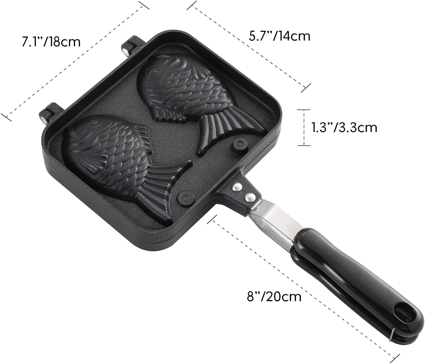 NATGAI Taiyaki Fish Shape Cake Pan Waffle Cake Maker Pan Fish-Shaped Pancake Double Pan Mold