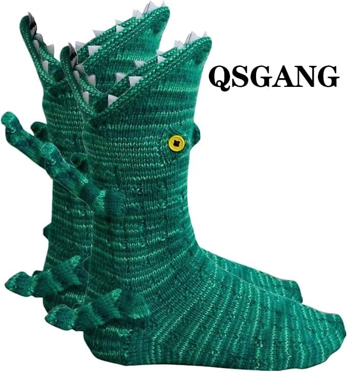 Linzhouzhiguang Zimblin Knit Socks Unisex Novelty Shark Crocodile Shape Socks Floor Socks Winter Home Warm Socks - Image 7