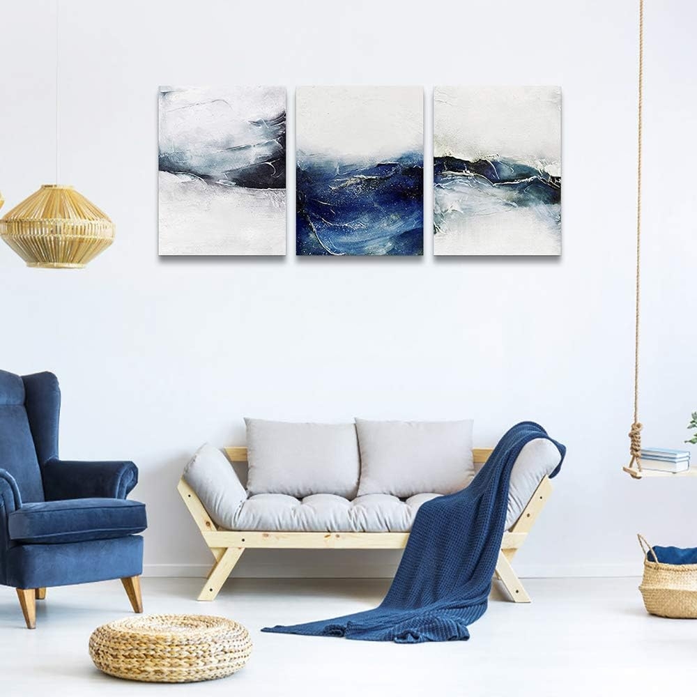 blue ocean fish 3 Pieces Framed Wall Art for Living Room Bathroom Wall Decoration Canvas Print Children's Bedroom Wall decor - Image 38
