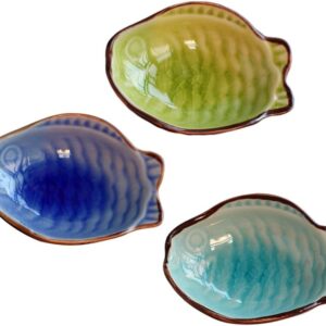 WAIT FLY Cute Fish Shaped Ceramics Seasoning Dishes/Tea Bag Holders/Ketchup Saucer/Appetizer Plates/Vinegar Spice Salad Soy